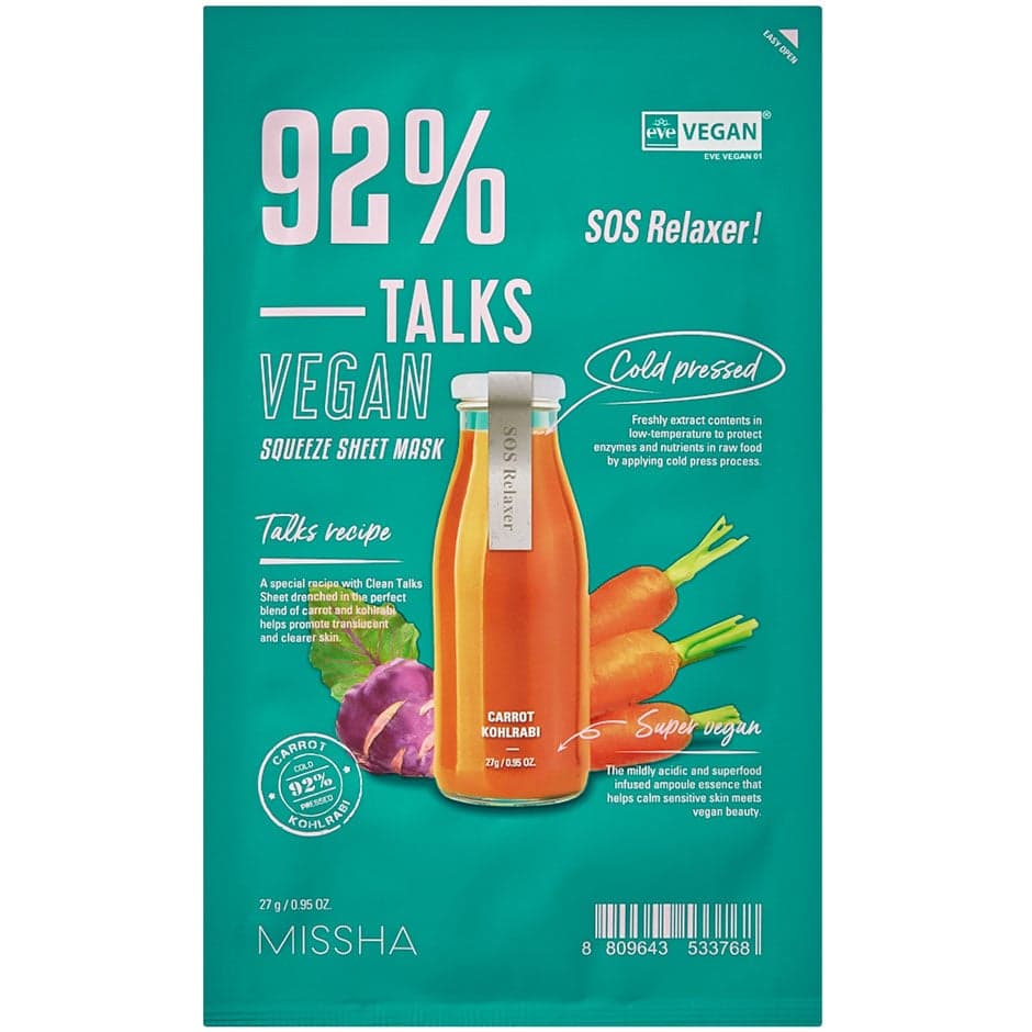 Missha Talks Vegan Squeeze Sheet Mask Sos Relaxer